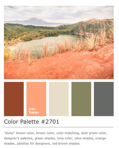 Coral Color Combinations, Olive Bedroom, Coral Color Schemes, Peach Rooms, Peach Color Palettes, House Colour, House Color Palettes, Brown Color Palette, Green Palette