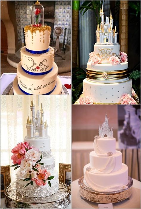 Wedding Table Themes, Disney Wedding Cake, Disney Inspired Wedding, Tema Disney, Disney Wedding Theme, Wedding Cake Flavors, Themed Wedding Cakes, Cake Flavors, Princess Wedding