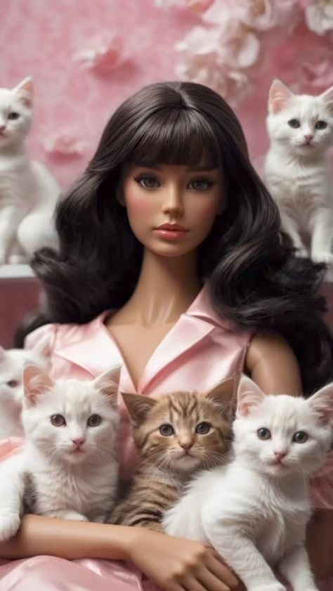 Barbie Cat, Celebrity Barbie Dolls, Doll Face Paint, Barbies Pics, Barbie Collector Dolls, Barbie Diorama, Fantasy Land, Curvy Barbie, Barbie Dress Fashion