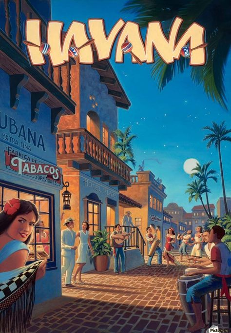 Havana Cuban Cigar Party | CatchMyParty.com Vintage Films, Cuban Art, Havana Nights, Tropical Travel, Cuba Travel, Retro Travel Poster, Havana Cuba, Vintage Poster Art, Mail Art