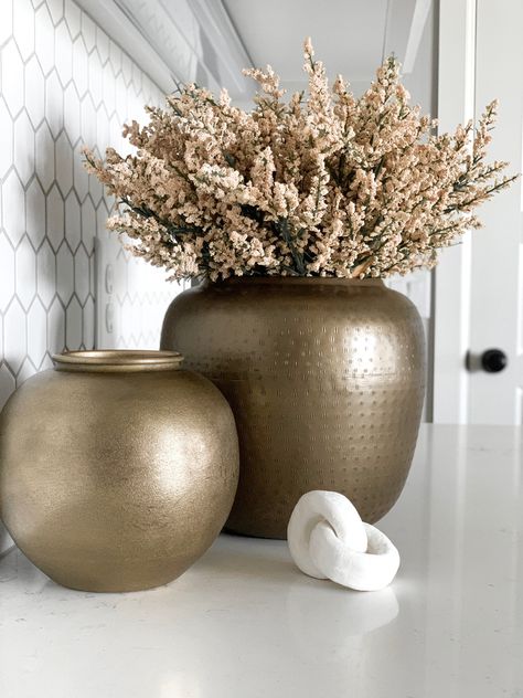 Target Vase Decor, Countertop Styling, Vase Styling, Vase Beige, Simple Diys, Room Decor Kitchen, Faux Stems, Small House Plants, Countertop Decor