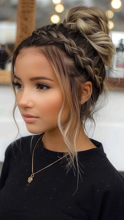 Quick Fixes: 24 Hairstyles for Short Hair That Wow Up Hairstyles With Braids, Loose Side Braid Hairstyles, Braiding Hairstyles For Short Hair, Small Braid On Top Of Head, Loose Braid Short Hair, Concert Hair Do, Braided Hair For Work, Cute Hair Braids Easy Hairstyles, Hairstyles For Long Hair Braids Black