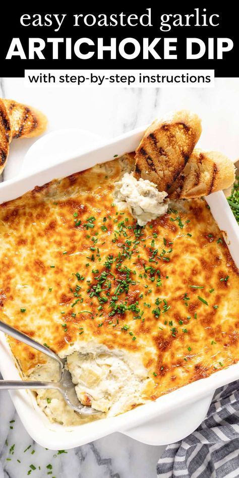 Easy Baked Artichoke Dip Recipe Appetizers For Ladies Night, Artichoke Recipes Dip, Best Jalapeno Popper Dip, Chickpea Gnocchi, Easy Artichoke Dip, Artichoke Dip Recipe Easy, Homemade Spinach Dip, Vegetarian Skillet, Baked Artichoke Dip