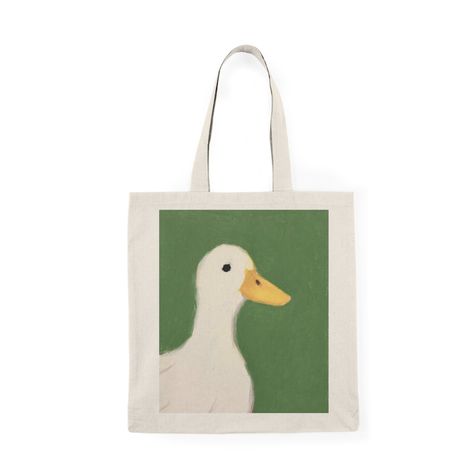 A 100% cotton tote bag with the cutest duck 🌸 Tote Bag Ideas Paint, Tote Bag Art Painting, Painting Tote Bag Ideas, Canvas Tote Bag Painting, Tote Bags Painting, Painted Tote Bag Ideas, Paper Bag Art, Canvas Bag Painting Ideas, Canvas Bag Art