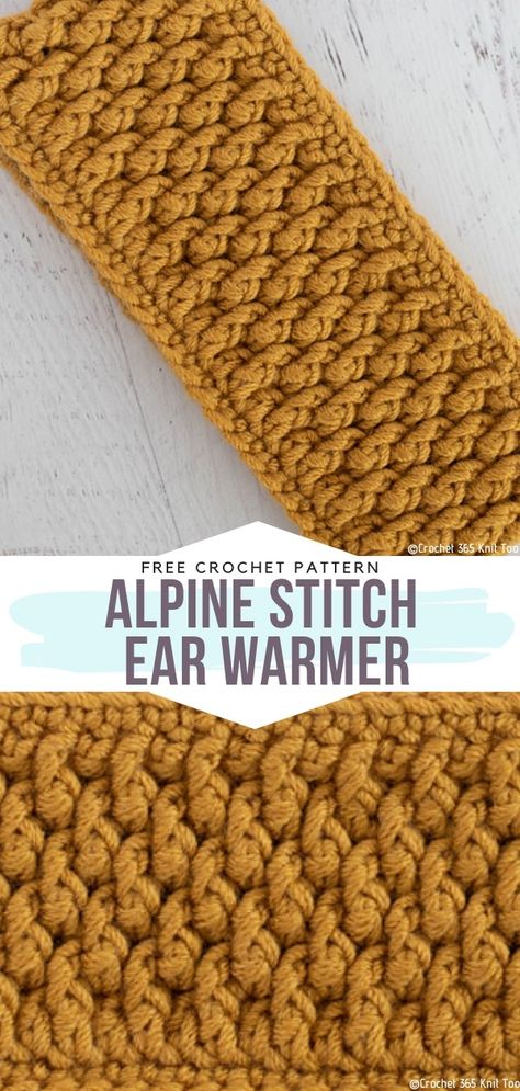 Alpine Stitch Ear Warmer Free Crochet Pattern Winter is slowly coming to an end and we don't need warm hats every day anymore. This awesome ear warmer is the perfect alternative, without a doubt! With this pattern in your library, you will get a chance to practice a useful stitch and survive this transition period without catching a cold. #crochetheadband #crochetearwarmer #alpinestitch #freecrochetpattern Super Bulky Ear Warmer Crochet, Crochet Alpine Stitch Hat, Crochet Alpine Stitch Scarf Pattern Free, Crochet Mens Ear Warmer, Alpine Stitch Beanie, Eat Warmer Crochet Pattern, Ear Warmer Headband Crochet, Bulky Crochet Ear Warmer, Tunisian Crochet Ear Warmer Free Pattern