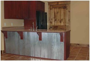 Corrugated Roofing & Siding Panel Aesthetic Perspective, Tin Backsplash Kitchen, Kitchen Island Diy, Metal Dining Room, Diy Kitchen Backsplash, Urban Interiors, Diy Kitchen Island, Corrugated Metal, Diy Metal