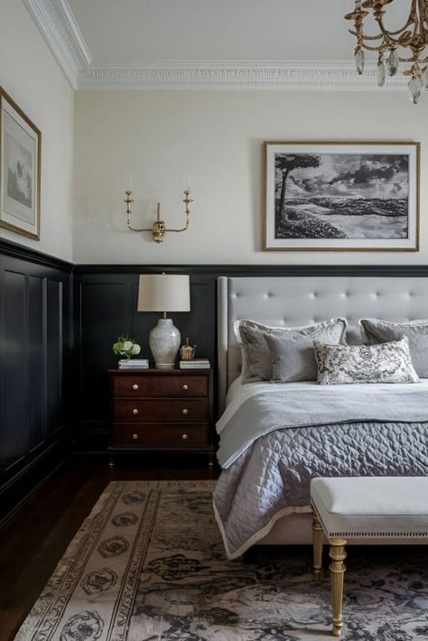 20 Moody Bedroom Ideas You Need to Try This Weekend! Dark Bookshelves, Moody Master, English Style House, Moody Bedroom Ideas, Cozy Window Seat, Dark Tile, Dark Decor, Moody Bedroom, Black Bedroom