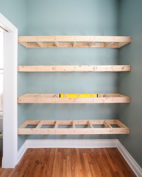 Diy Shelves Design, Diy Shelves Ideas, Diy Floating Shelves, Laundry Room Storage Shelves, Small Laundry Room Organization, Room Storage Diy, Diy Bathroom Storage, Shelving Design, Bathroom Storage Shelves