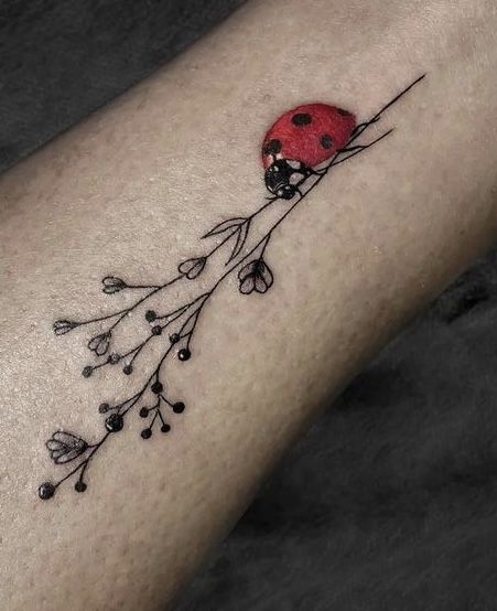 Ladybird Tattoo, Ladybug Tattoos, Ladybug Tattoo, Lady Bug Tattoo, Insect Tattoo, Bug Tattoo, Mommy Tattoos, Tasteful Tattoos, Vine Tattoos