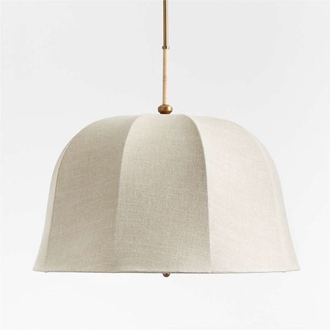 Allegra Rattan and Linen Dome Pendant Light by Jake Arnold + Reviews | Crate & Barrel Oversized Pendant Light, Jake Arnold, Dining Pendant, Linen Pendant, Orb Pendant Light, Dome Pendant Light, Wicker Pendant Light, Large Pendant Lighting, Dome Pendant Lighting