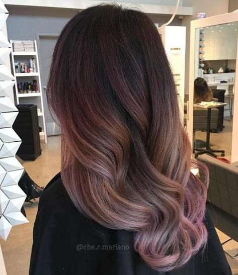 Brown And Pastel Pink Ombre Balayage #brownhairbalayage Gold Ombre Hair, Rose Gold Hair Ombre, Unusual Hair Colors, Gold Balayage, Rose Gold Balayage, Extra Long Hair, Ombre Hair Blonde, Pretty Rose, Brown Hair Balayage