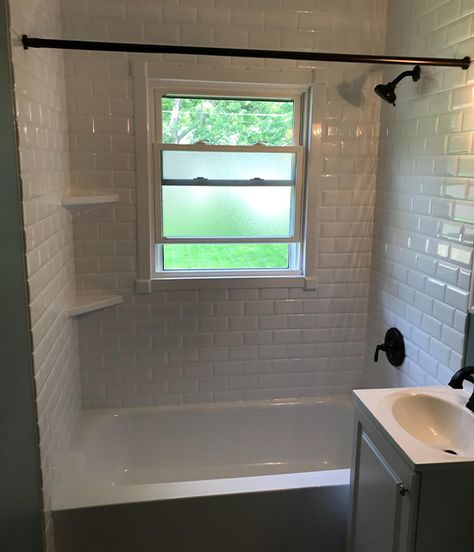 RE-BATH: Affordable and quick bathroom remodel options | WCIA.com Tub And Shower With Window, Shower Remodel With Window, Tile Around Bathtub Tub Surround, Bathtub With Window, Tub With Window, Tub Under Window, Quick Bathroom Remodel, Shower With Window, Tiny Bathroom Makeover