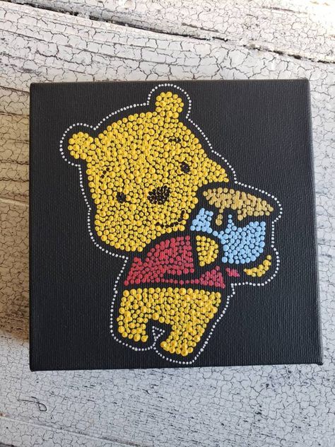 Pooh Bear Painting, Baby Pooh Bear, Starfish Painting, Bear Painting, Seed Art, Painting Nursery, Disney Canvas Art, Disney Canvas, Disney Paintings