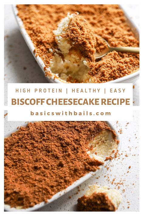 Healthy Protein Cheesecake, Protein Cheesecake Recipe, High Protein Cheesecake, Greek Yogurt Cheesecake, Baking With Protein Powder, Protein Cheesecake, Biscoff Cheesecake, Protein Yogurt, High Protein Desserts