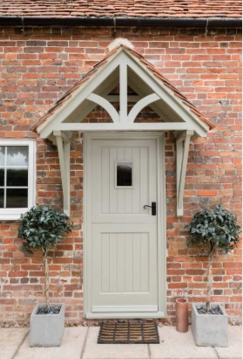 Cottage Canopy Porch, Cottage Front Doors Ideas, Cottage Front Porch Ideas, Storm Porch, Cottage Front Porch, Door Canopy Porch, Canopy Porch, Honeysuckle Cottage, Timber Frame Porch