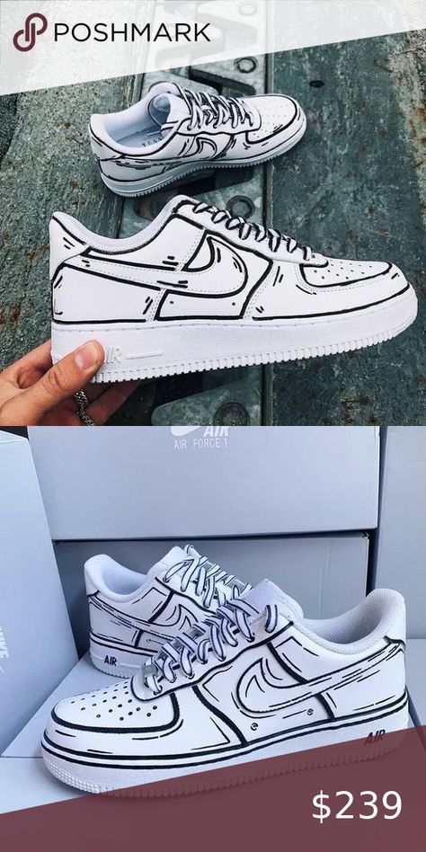 Custom Air Force 1 Air Force 1 Design Ideas, Air Force Painting Ideas, Air Force Painting, Custom Air Force 1 Ideas, Air Force 1 Cartoon, Custom Trainers, Nike Cartoon, Paint Shoes, Painted Nikes