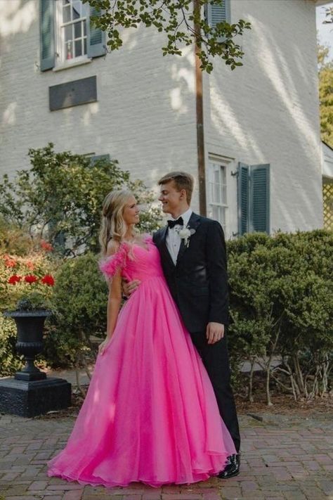 Fromal Dress, Off The Shoulder Prom Dresses, Hot Pink Prom, Hot Pink Prom Dress, Prom Dresses Long Pink, Spaghetti Strap Prom Dress, Stunning Prom Dresses, Pink Prom Dress, Pink Prom