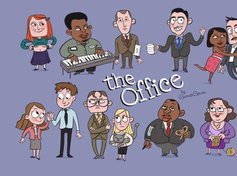 The Office Illustration Art, The Office Cartoon, The Office Art Drawing, The Office Drawing Ideas, Friends Doodle, The Office Fanart, The Office Drawing, Dwight And Angela, Office Cartoon