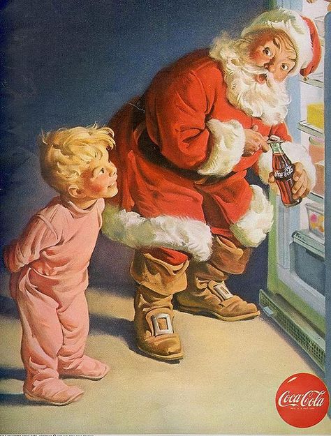 Coca Cola Santa Christmas Adverts, Coca Cola Santa, Vintage Christmas Photos, Coca Cola Christmas, 1950s Christmas, Saint Nick, Vintage Coca Cola, Christmas Ad, Old Christmas