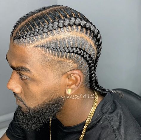 Cornrows With Beads, Long Cornrows, Cornrow Braids Men, Braids With Fade, Braid Styles For Men, Boy Braids Hairstyles, Men Braids, Cornrow Hairstyles For Men, Two Braid Hairstyles