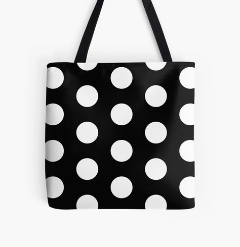 Get my art printed on awesome products. Support me at Redbubble #RBandME: https://www.redbubble.com/i/tote-bag/polka-white-on-black-dot-dress-by-T-A-R-A-D-A-I/136292891.A9G4R?asc=u Polka Dress, Black Dots, Dot Dress, Medium Bags, Tote Bag Design, Cotton Totes, Large Bags, Cotton Tote Bags, Small Bags