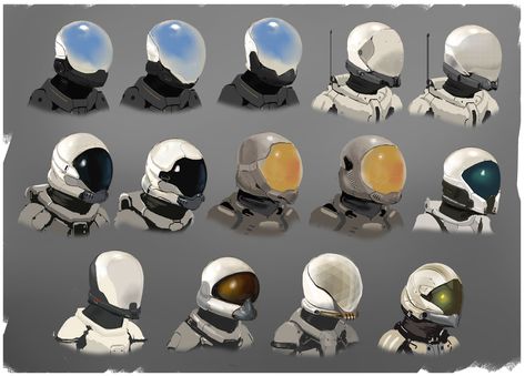 ArtStation - Astronaut Helmets and Suits, Anton Amstad Astronaut Helmet Design, Astronaut Helmet Drawing, Astronaut Oc, Space Suit Concept Art, Space Suit Helmet, Sci Fi Astronaut, Futuristic Astronaut, Sci-fi Helmet, Helmet Concept