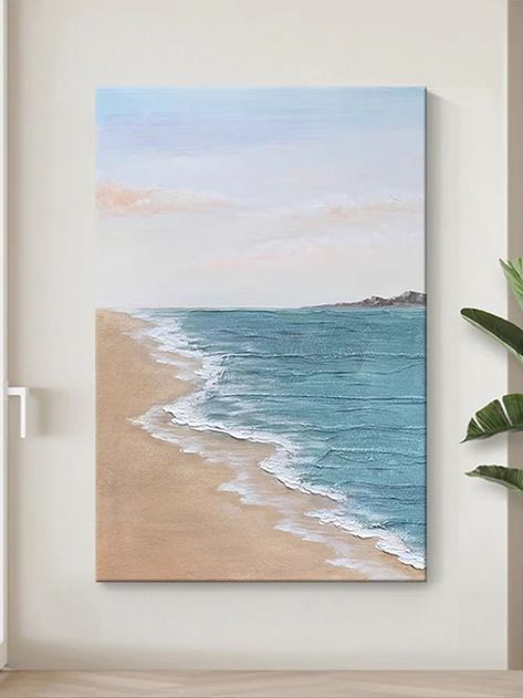 MaggieArtStudioAU - Etsy.de Ocean Painting With Boat, Beach Paintings Easy, Beach Waves Painting, Beach Paintings On Canvas, Beach Canvas Painting, Beach Canvas Paintings, Waves Wall Art, Ocean Artwork, All Painting