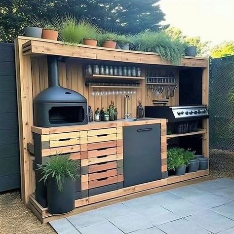 Outdoor Bbq Area, Outdoor Grill Station, Outdoor Cooking Area, Outdoor Kitchen Plans, Build Outdoor Kitchen, Outdoor Bbq Kitchen, Backyard Kitchen, Outdoor Kitchen Patio, Outdoor Gardens Design