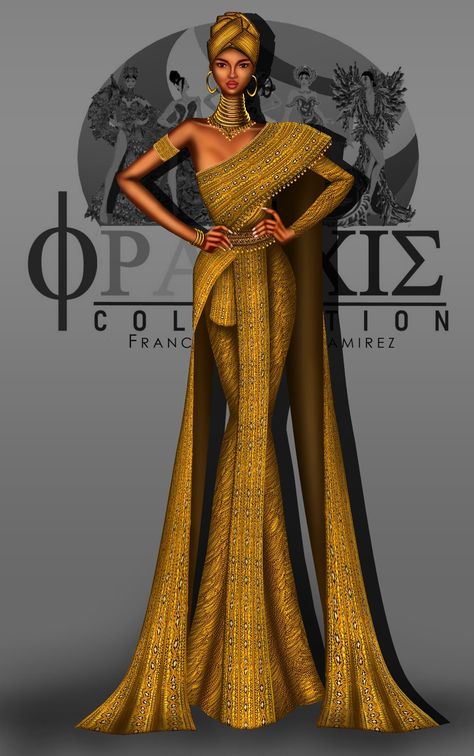 African Dress Sketch, Traditional Fashion Illustration, African Fashion Illustration, Fashion Model Sketch, Fashion Illustrations Techniques, African Inspired Clothing, Fashion Illustration Sketches Dresses, Fashion Sketches Dresses, Fashion Drawing Dresses