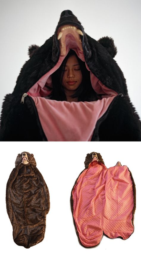 The "Great Sleeping Bear" is the sleeping bag you can slip into and hibernate for the night like a real bear. Funny Sleep, Best Sleeping Bag, How To Stop Snoring, Sleeping Bear, Sleep Deprived, Bug Out Bag, When You Sleep, Sleeping Bags, Cool Inventions