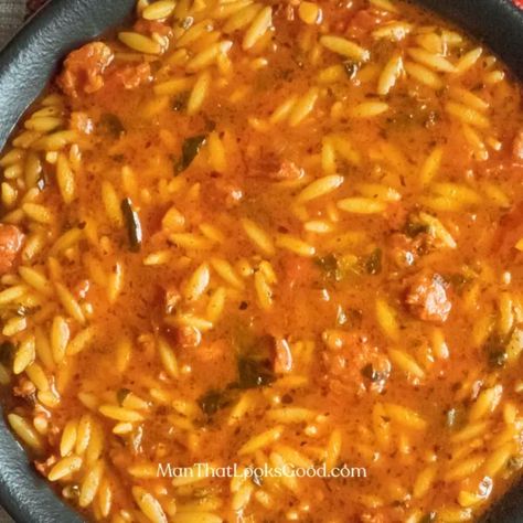 Rosa Marina Soup Rosa Marina Soup Recipe, Italian Orzo, Orzo Soup, Cheese Sausage, Orzo Pasta, Winter Soups, Cozy Meals, How To Cook Sausage, Crushed Tomatoes