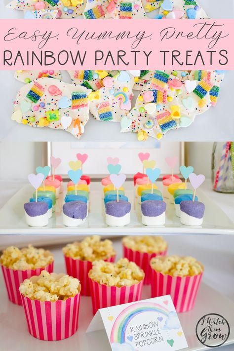 Rainbow Dessert Table, Kingdom Birthday Party, Unicorn Dessert Table, Princess Party Food, Birthday Party Rainbow, Unicorn Party Food, Rainbow Kingdom, Rainbow Desserts, Unicorn Desserts