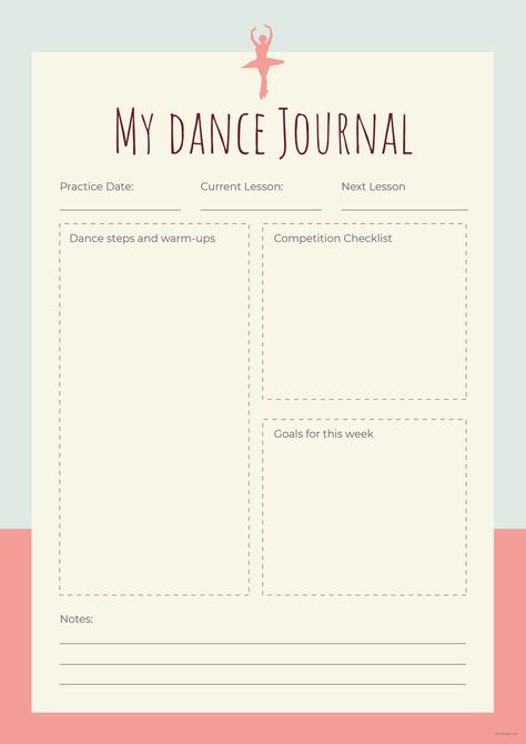 Free Dance Journal Template Download Dance Journal Template for Free in Illustrator & Photoshop #FreeNotebookdesigns #FreeDesigns #Freetemplates #Freedesigntemplates #FreeJournal Template #FreeJournaldesigns #freedownload #dancejournaltemplate Dance Printables, Dance Notes, Dance Teacher Tools, Dance Journal, Dance Essentials, Dance 2023, Ballet Lessons, Teach Dance, Ballet Technique