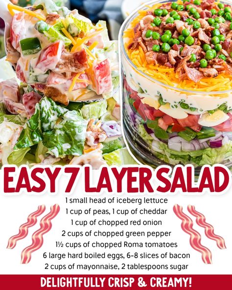 30 Minute 7 Layer Salad, 5 Layer Salad, 5 Layer Salad Recipe, Easy Seven Layer Salad, Classic 7 Layer Salad, 7 Layer Salad Dressing Mayo And Sugar, 7 Cup Salad, Seven Layer Salad Recipe Classic, 7 Layer Salad Recipe Classic