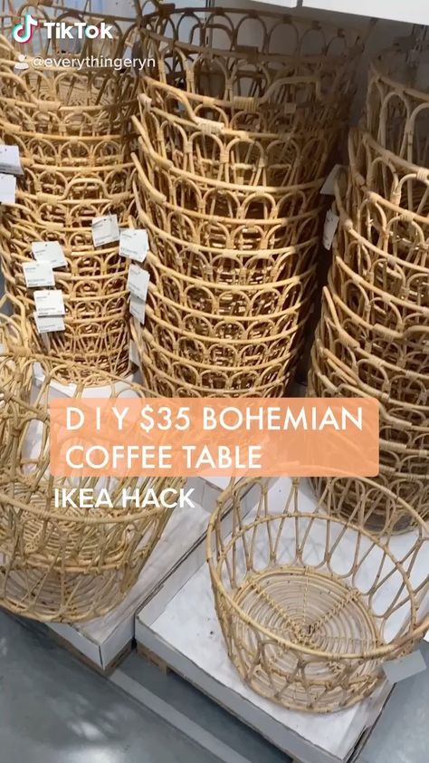 everythingeryn on Instagram: $35 EASY IKEA Coffee table hack! So I was asked to create an inexpensive boho coffee/decor table and I think I nailed it! The baskets from… Coffee Table Hacks, Bohemian Coffee Table, Ikea Coffee Table, Diy Boho Decor, Summer Decorating Ideas, Diy Home Furniture, Diy Crafts For Home Decor, Summer Decorating, Boho Diy