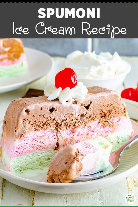 Spumoni Spumoni Dessert, Spumoni Cake, Kitchen Aid Ice Cream Recipes, Spumoni Ice Cream, Chocolate Cherry Ice Cream, Foil Meals, Ice Cream Sauce, Italian Ice Cream, Cherry Ice Cream