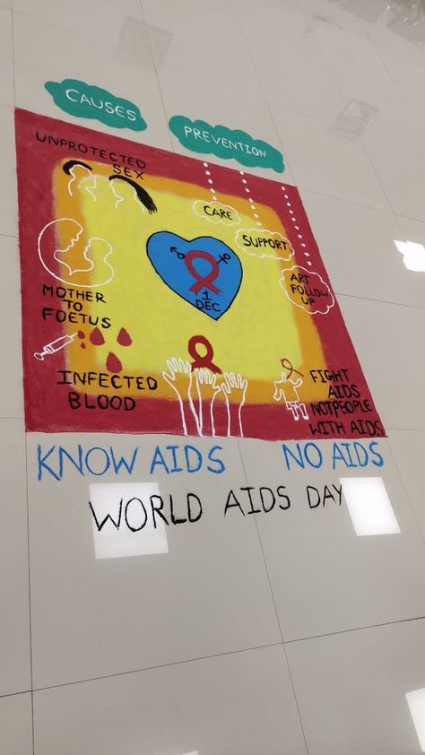 Aids Day Rangoli Design, Hiv Aids Art Poster Drawing, Hiv Aids Art Poster, Aids Awareness Poster Art, Aids Poster Design Art, Hiv Poster, Aids Day Poster, Aids Poster, Poster Art Ideas