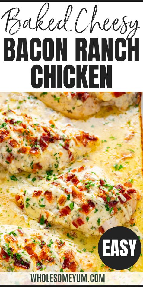 Ranch Chicken Recipe Lazy Baked Chicken, Low Ingredient Chicken Recipes, Creamy Ranch Chicken Recipes, Baked Chicken Bacon Ranch, Basic Baked Chicken Breast, Oven Baked Chicken Recipes, Lily Cook, Creamy Ranch Chicken Recipe, Amazing Smoothies