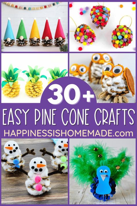 30 Easy pine cone crafts for kids and adults! Gather some pinecones, and let's get crafting with these super awesome pine cone craft ideas! Easy Pine Cone Crafts, Pinecone Crafts For Kids, Pine Cone Crafts For Kids, Fall Kids Crafts, Pine Cone Craft, Pinecone Crafts Kids, Pine Needle Crafts, Pinecone Crafts Christmas, Pinecone Crafts