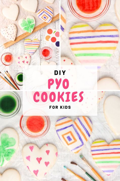 Paint your own cookies are a fun baking activity for kids. Host a PYO cookie party or do it as a fun family activity. Paint Cookies Diy, Edible Paint For Cookies, Cookie Paint, Paint Your Own Cookies How To Make, Paint Your Own Cookies, Cookie Painting, Baking Party For Kids, Kids Cookie Decorating Party, Cookie Decorating Party For Kids