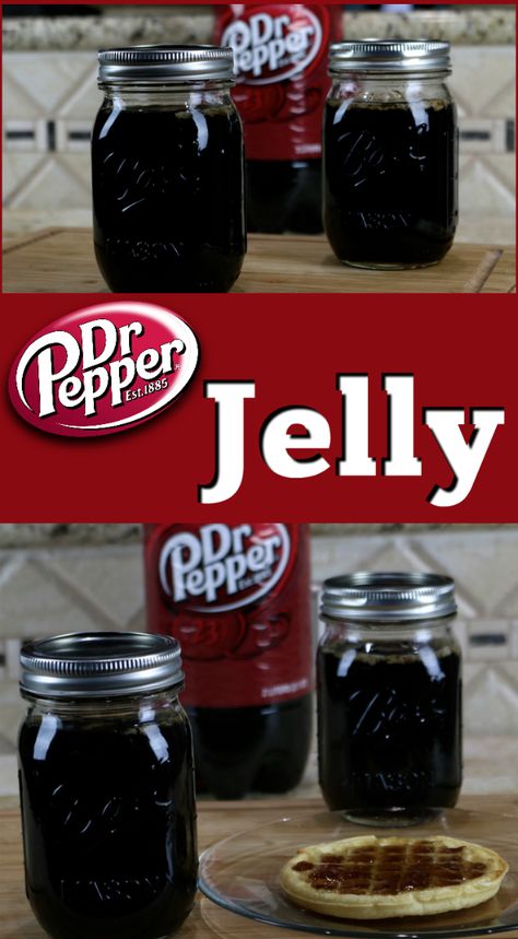 Jams And Jellies With Alcohol, Homemade Canned Jelly, Soda Pop Jelly Recipes, Root Beer Jelly, Dr Pepper Syrup Recipe, Homemade Dr Pepper Soda, Soda Jelly Recipes, Canned Jams And Jellies, Canned Jelly Recipes