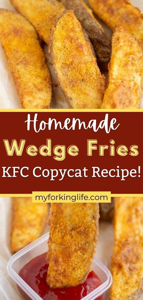 Homemade Oven Fries Potato Wedges, Crispy Wedge Fries, Crispy Air Fried Potato Wedges, Pototato Wedges Recipe, Copycat Kfc Fries, French Fries Wedges, Homemade Potato Wedges Air Fryer, Baked Potato Wedges In Air Fryer, Fried Potato Wedges Recipe Deep