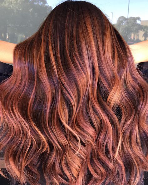 New Hair Color Ideas 2023, Red Hair Summer 2023, Copper And Brown Balayage, Copper Hair Color With Highlights, Dimensional Red Hair, Copper Red Balayage, Rose Gold Hair Balayage, Hair Color With Highlights, Color With Highlights