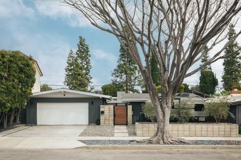 Photo 2 of 11 in A Cliff May Midcentury With Scandinavian Vibes Seeks $1.55M - Dwell Landscaping Borders, Sub Zero Fridge, Cliff May, Window Walls, Beach Market, Wolf Appliances, Beach Tree, Butterfly Roof, Concrete Block Walls