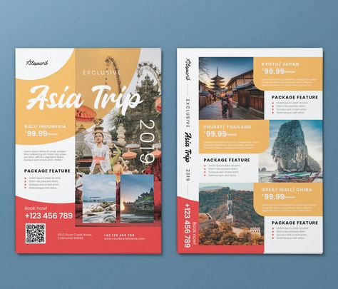 Travel Magazine Design, Travel Brochure Design, Travel Flyer, Mailer Design, Brochure Design Creative, Tourism Poster, Travel Poster Design, Psd Flyer, Leaflet Design