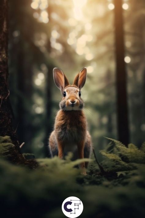 Small Brown Hare in a Forest Rabbit Photography Cute, Forest Animals Aesthetic, Rabbit In Forest, Bunny Photography, Forest Rabbit, Animals In The Forest, Wild Bunny, Farm Animal Paintings, Forest Clearing