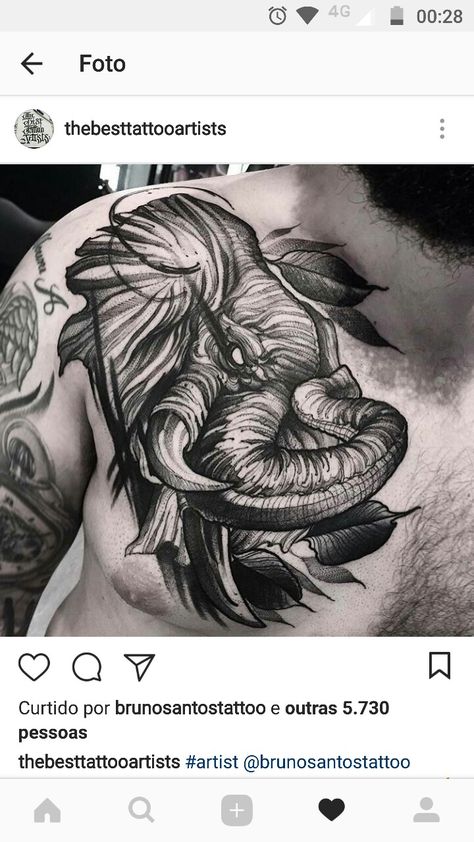 Cute Elephant Tattoo, Elephant Tattoo Design, Landscape Tattoo, Chest Tattoo Men, Elephant Tattoo, Elephant Tattoos, Black Work, Chest Tattoo, Back Tattoo