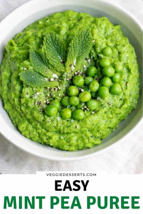 Pea Puree Recipe, Pea Puree, Lamb Chop Recipes, Mint Recipes, Baby Puree Recipes, Pea Recipes, Homemade Baby Foods, Pureed Food Recipes, Side Recipes