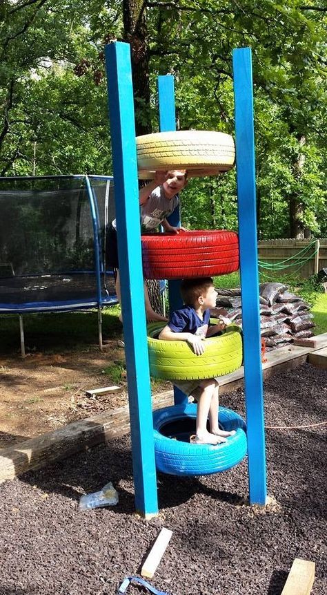 Diy Tire Projects, Tire Projects, Tire Playground, Diy Tire, Diy Kids Playground, Kids Backyard Playground, Play Area Backyard, Backyard Kids Play Area, Diy Playground