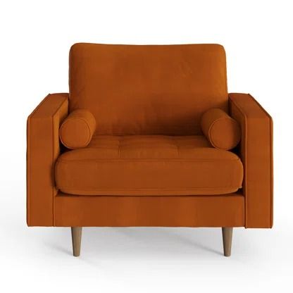 Wayfair Canada - Online Home Store for Furniture, Decor, Outdoors & More - Wayfair Canada Tufted Armchair, Tufted Seat Cushion, Orange Chair, Bolster Pillows, Tufted Arm Chair, Upholstered Armchair, Swivel Barrel Chair, Modern Armchair, Velvet Armchair